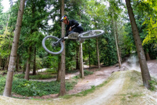 Matt Jones jumping Marin San Quentin on dirt jumps with table top